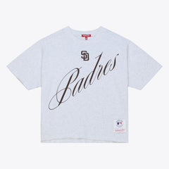 San Diego Padres Women's Script Cropped Boxy T-Shirt Heather Gray