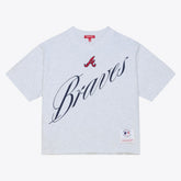 Atlanta Braves Women's Script Cropped Boxy T-Shirt Heather Gray