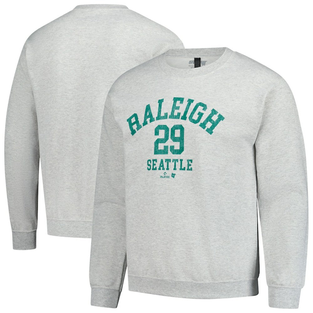 Cal Raleigh MLBPA BreakingT Unisex Player Name & Number Sweatshirt Heather Gray