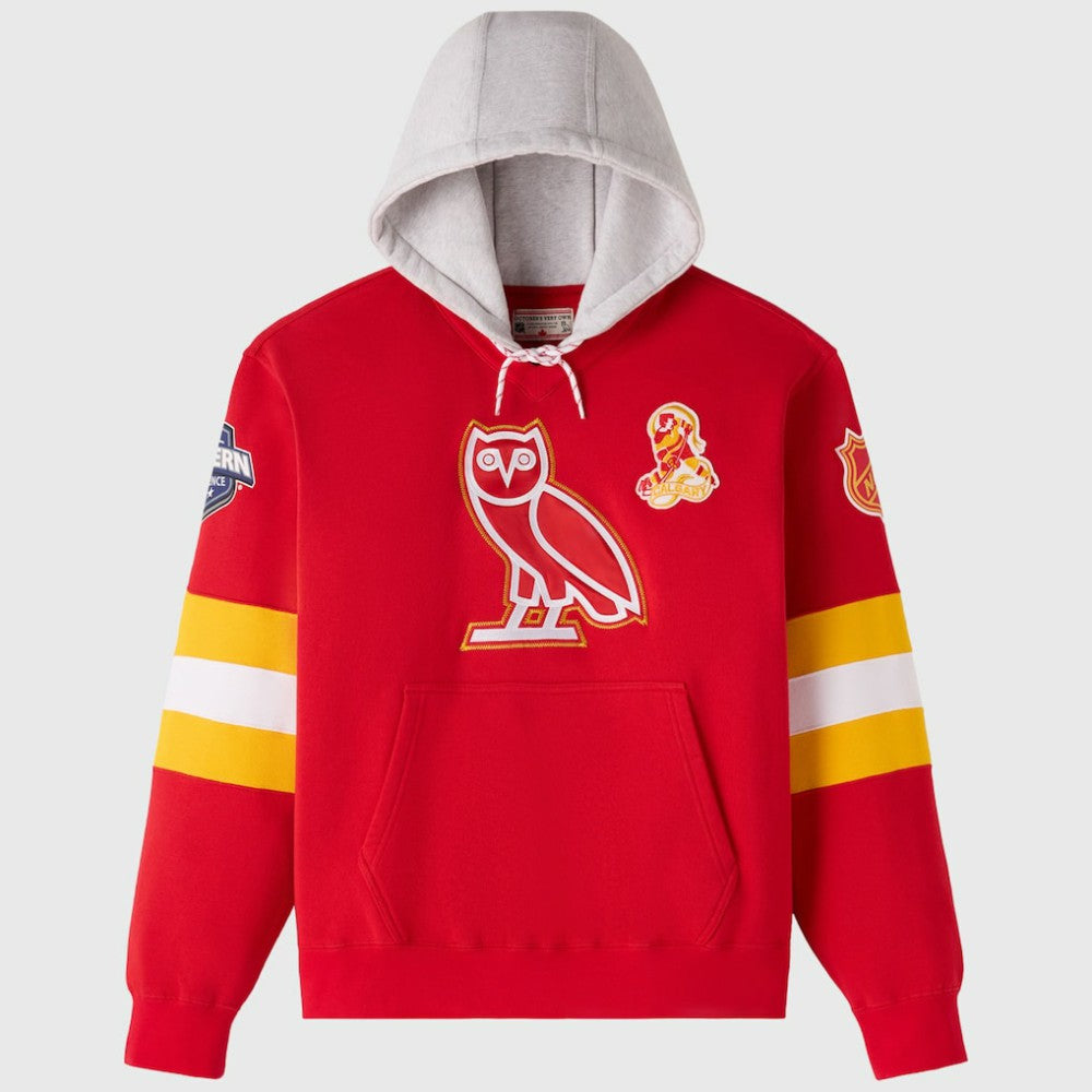 Calgary Flames OVO x NHL Fleece Hoodie - Red Hoodies