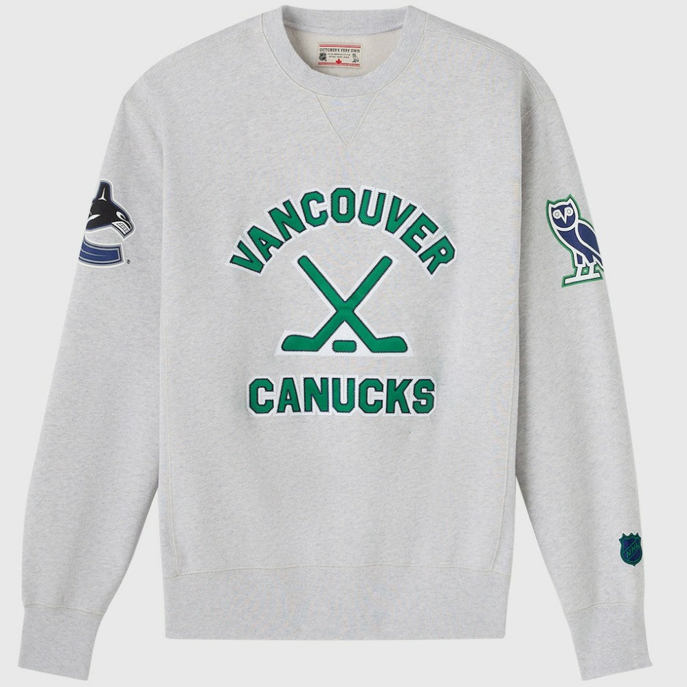 Vancouver Canucks OVO x NHL Fleece Sweatshirt - Heather Gray Sweatshirts