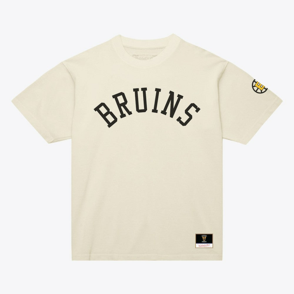 Boston Bruins Mitchell & Ness Unisex Arched Team T-Shirt - Cream T-shirts