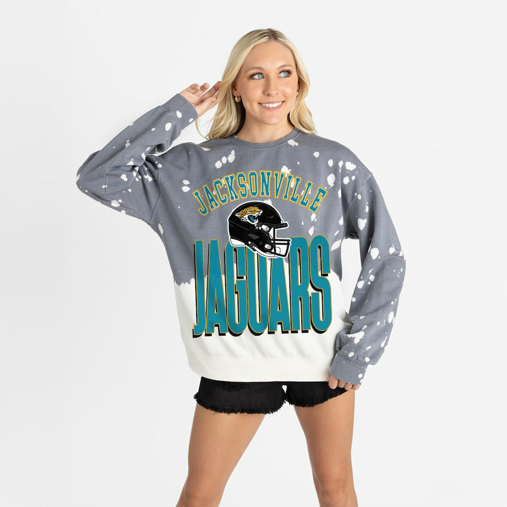 Jacksonville Jaguars Gameday Couture Women's Arch Rivals Faded Wash Sweatshirt - Gray outlet