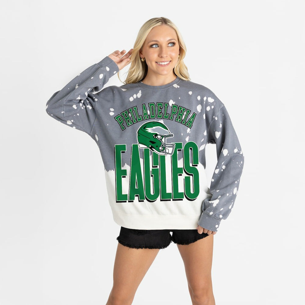 Philadelphia Eagles Gameday Couture Women's Arch Rivals Faded Wash Sweatshirt - Gray sale