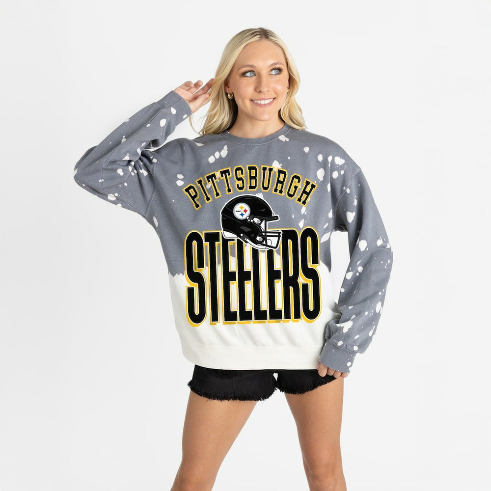 Pittsburgh Steelers Gameday Couture Women's Arch Rivals Faded Wash Sweatshirt - Gray online