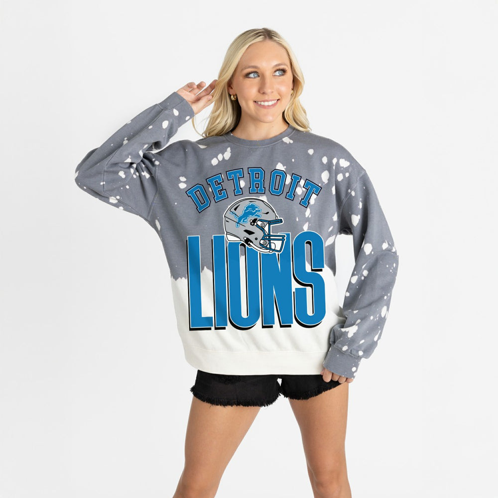 Detroit Lions Gameday Couture Women's Arch Rivals Faded Wash Sweatshirt - Gray discount