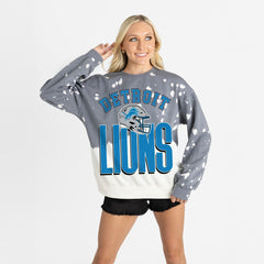 Detroit Lions Gameday Couture Women's Arch Rivals Faded Wash Sweatshirt - Gray discount