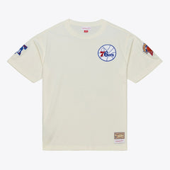 Philadelphia 76ers Hardwood Classics Chainstitch Premium T-Shirt - Cream discount