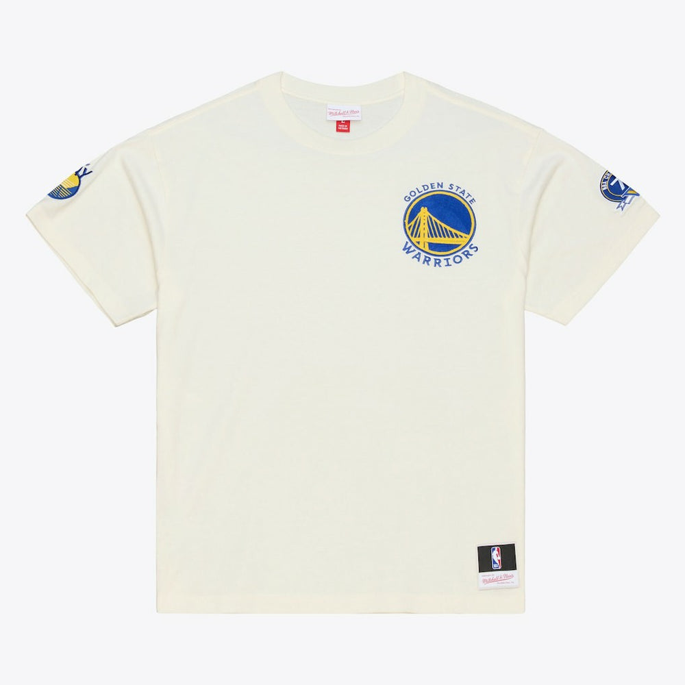 Golden State Warriors Hardwood Classics Chainstitch Premium T-Shirt sale - Cream cheap