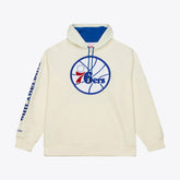 Philadelphia 76ers Hardwood Classics Chainstitch Premium Fleece Hoodie - Cream for sale