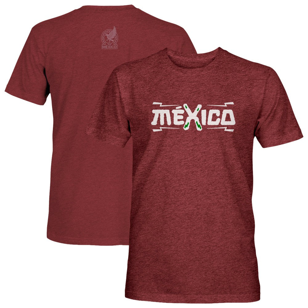 Mexico National Team 1863FC Athletic Wordmark Vintage Tri-Blend T-Shirt for sale - Maroon