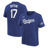 Shohei Ohtani Los Angeles Dodgers Youth 2025 World Series Champions Name & Number T-Shirt Royal