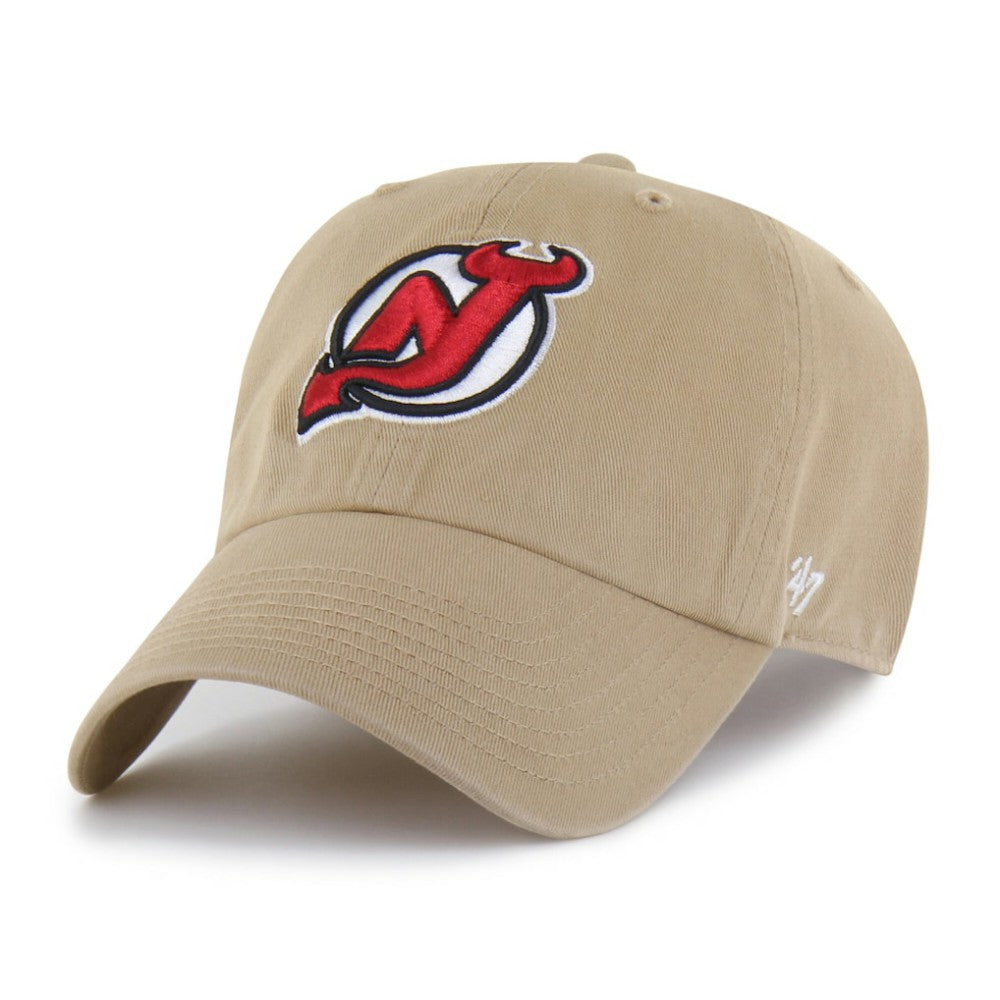 New Jersey Devils '47 Logo Clean Up Adjustable Hat - Khaki Jerseys