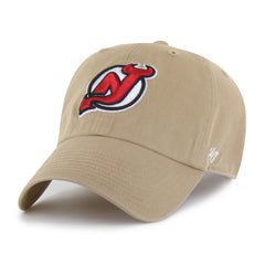 New Jersey Devils '47 Logo Clean Up Adjustable Hat - Khaki Jerseys