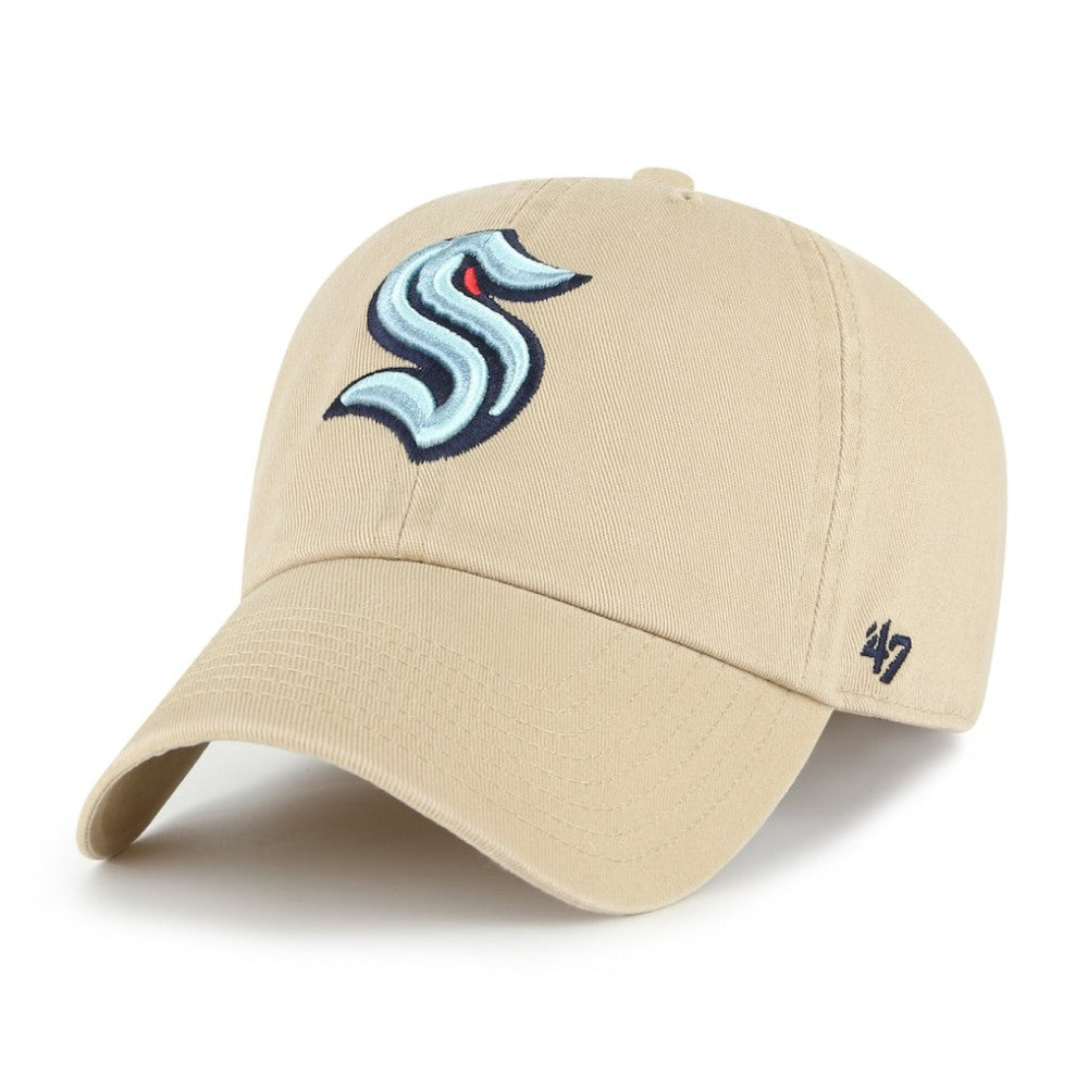Seattle Kraken '47 Logo Clean Up Adjustable Hat - Khaki Hats