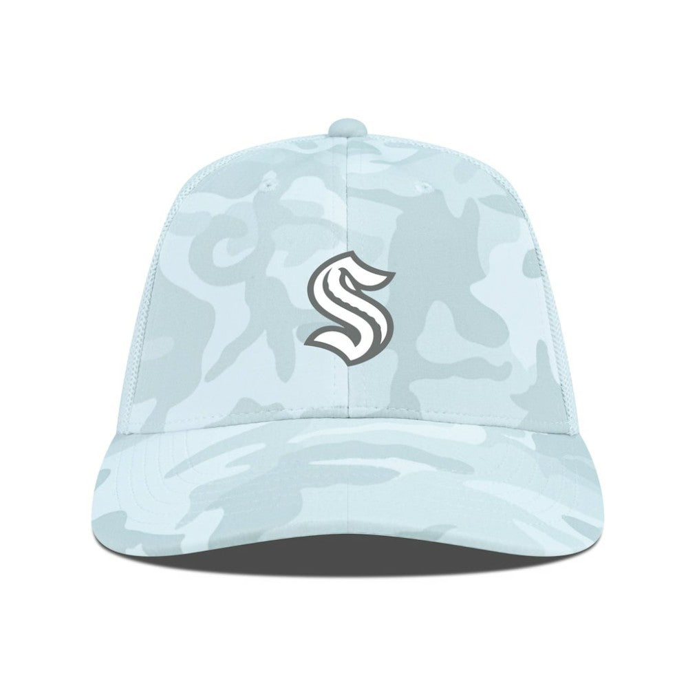 Seattle Kraken Levelwear Clash Slate & Snow Meshback Flex Hat - Camo Hats