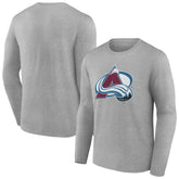 Colorado Avalanche Women's Primary Logo Long Sleeve V-Neck T-Shirt - Gray T-shirts