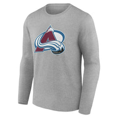 Colorado Avalanche Women's Primary Logo Long Sleeve V-Neck T-Shirt - Gray T-shirts