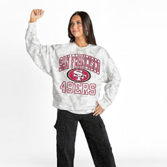San Francisco 49ers Gameday Couture Women's Whiteout Oversized Premium Fleece Sweatshirt - Arctic Camo on sale
