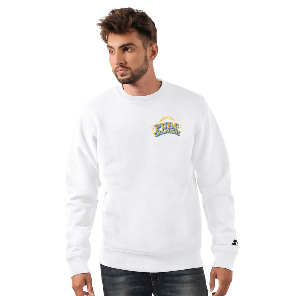 Los Angeles Chargers Starter Classic Puro Crew Neck Sweatshirt - White for sale