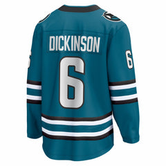 Sam Dickinson San Jose Sharks Fanatics Home Breakaway Jersey - Teal Jerseys