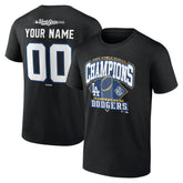 Los Angeles Dodgers 2025 World Series Champions Custom Name & Number T-Shirt Black