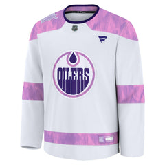 Edmonton Oilers Fanatics Hockey Fights Cancer Survivor Practice Jersey - White Jerseys
