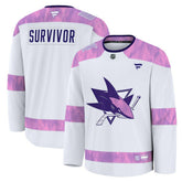 San Jose Sharks Fanatics Hockey Fights Cancer Survivor Practice Jersey - White Jerseys