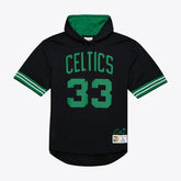 Larry Bird Boston Celtics Mesh Name & Number Short Sleeve Hoodie - Black discount