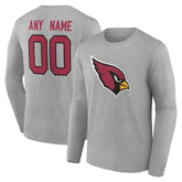 Arizona Cardinals Team Authentic Personalized Name & Number Long Sleeve T-Shirt - Gray on sale
