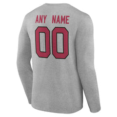 Arizona Cardinals Team Authentic Personalized Name & Number Long Sleeve T-Shirt - Gray on sale