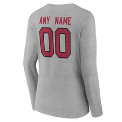 Arizona Cardinals Women's Team Authentic Personalized Name & Number Long Sleeve V-Neck T-Shirt - Gray discount