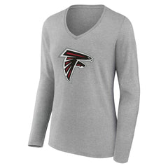 Atlanta Falcons Women's Team Authentic Personalized Name & Number Long Sleeve V-Neck T-Shirt - Gray sale