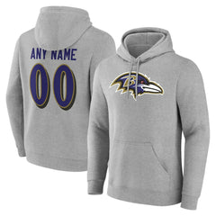 Baltimore Ravens Team Authentic Personalized Name & Number Hoodie - Gray on sale