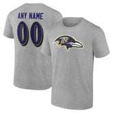 Baltimore Ravens Team Authentic Personalized Name & Number T-Shirt - Gray online