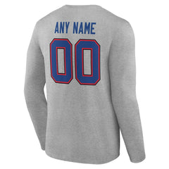 Buffalo Bills Team Authentic Personalized Name & Number Long Sleeve T-Shirt - Gray outlet