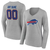 Buffalo Bills Women's Team Authentic Personalized Name & Number Long Sleeve V-Neck T-Shirt - Gray online