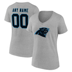 Carolina Panthers Women's Team Authentic Personalized Name & Number V-Neck T-Shirt - Gray sale