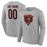 Chicago Bears Team Authentic Personalized Name & Number Long Sleeve T-Shirt - Gray cheap