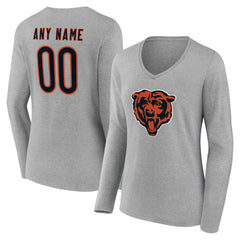 Chicago Bears Women's Team Authentic Personalized Name & Number Long Sleeve V-Neck T-Shirt - Gray online