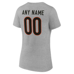 Cincinnati Bengals Women's Team Authentic Personalized Name & Number V-Neck T-Shirt - Gray outlet