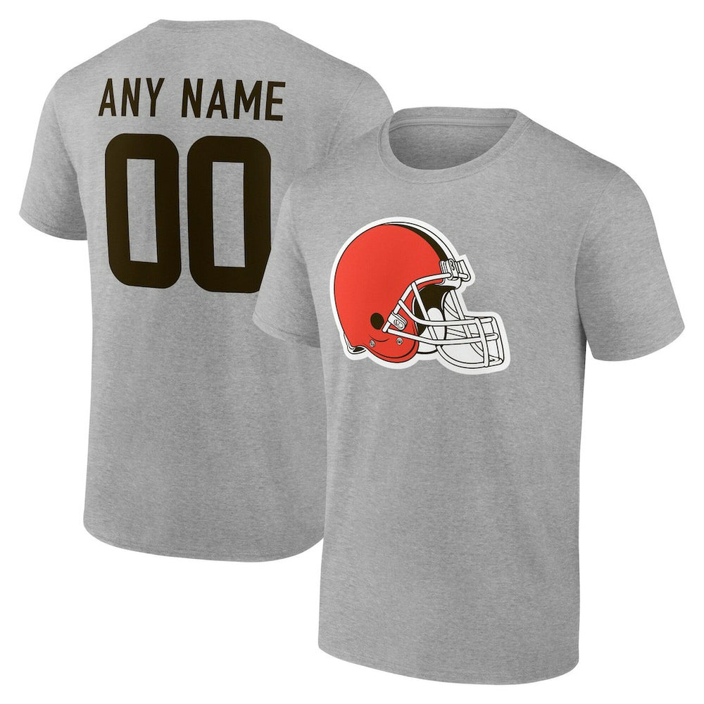 Cleveland Browns Team Authentic Personalized Name & Number T-Shirt - Gray discount