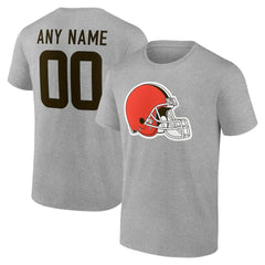 Cleveland Browns Team Authentic Personalized Name & Number T-Shirt - Gray discount