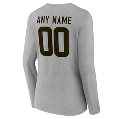 Cleveland Browns Women's Team Authentic Personalized Name & Number Long Sleeve V-Neck T-Shirt - Gray online