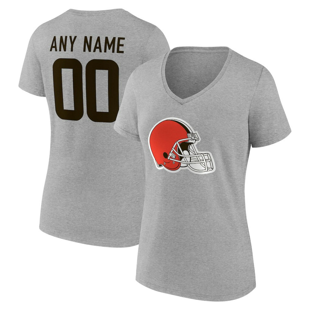 Cleveland Browns Women's Team Authentic Personalized Name & Number V-Neck T-Shirt - Gray outlet
