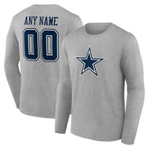 Dallas Cowboys Team Authentic Personalized Name & Number Long Sleeve T-Shirt - Gray outlet