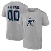 Dallas Cowboys Team Authentic Personalized Name & Number T-Shirt - Gray on sale