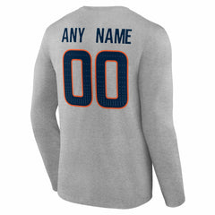 Denver Broncos Team Authentic Personalized Name & Number Long Sleeve T-Shirt - Gray sale
