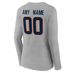 Denver Broncos Women's Team Authentic Personalized Name & Number Long Sleeve V-Neck T-Shirt - Gray outlet