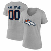 Denver Broncos Women's Team Authentic Personalized Name & Number V-Neck T-Shirt - Gray outlet